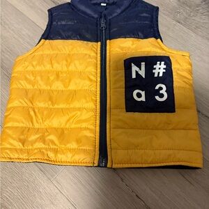 Stylish Kids Puffer Vest in Navy and Mustard